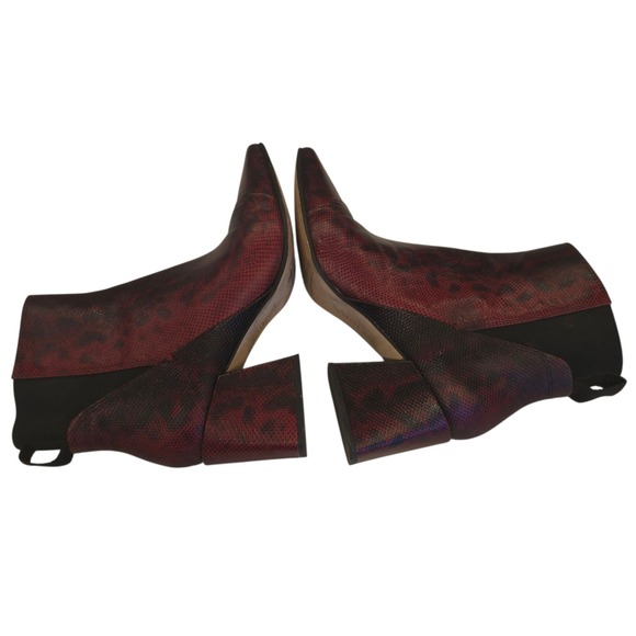 SARTO by Franco Sarto Brynn Red Snake Print Leather Ankle Boots Block Heel 9.5 - Picture 10 of 11